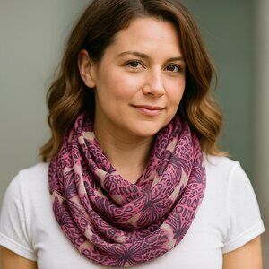 Butterfly Infinity Scarf Women’s Lightweight Loop Shawl Pink Black Boho Fashion